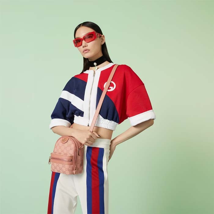 Gucci Women Ophidia Mini GG Shoulder Bag Pink GG Canvas Leather Double G