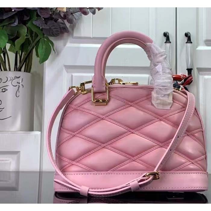 Louis Vuitton LV Women Alma BB Handbag Rosabella Pink Lamb Cowhide Leather