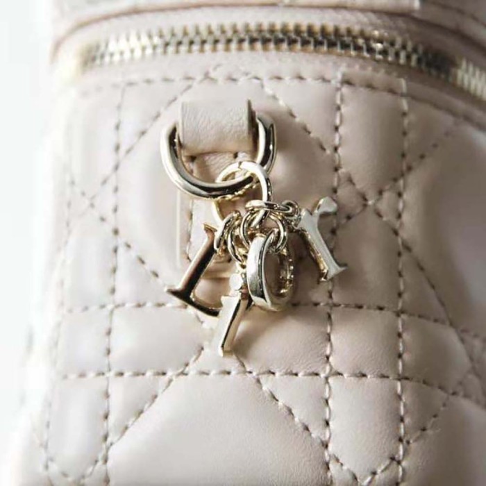 Dior Women Micro Lady Dior Vanity Case Cannage Lambskin-Beige