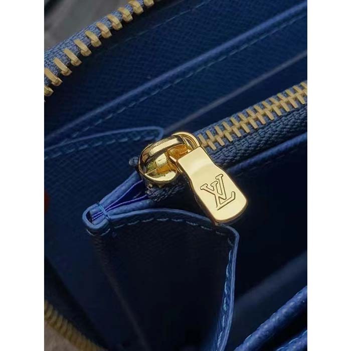 Louis Vuitton LV Unisex Zippy Wallet Purse Denim Blue GOTS Certified Cotton Monogram Denim