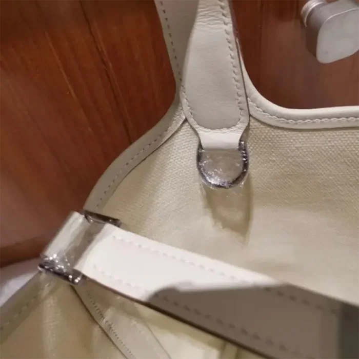 Hermes Women Picotin Lock 18 Pockets in Goeran Canvas Leather-White