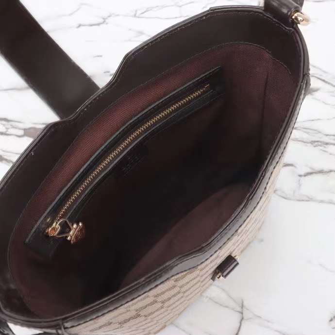 Gucci Women Medium Bucket Shoulder Bag Beige Ebony Original GG Canvas