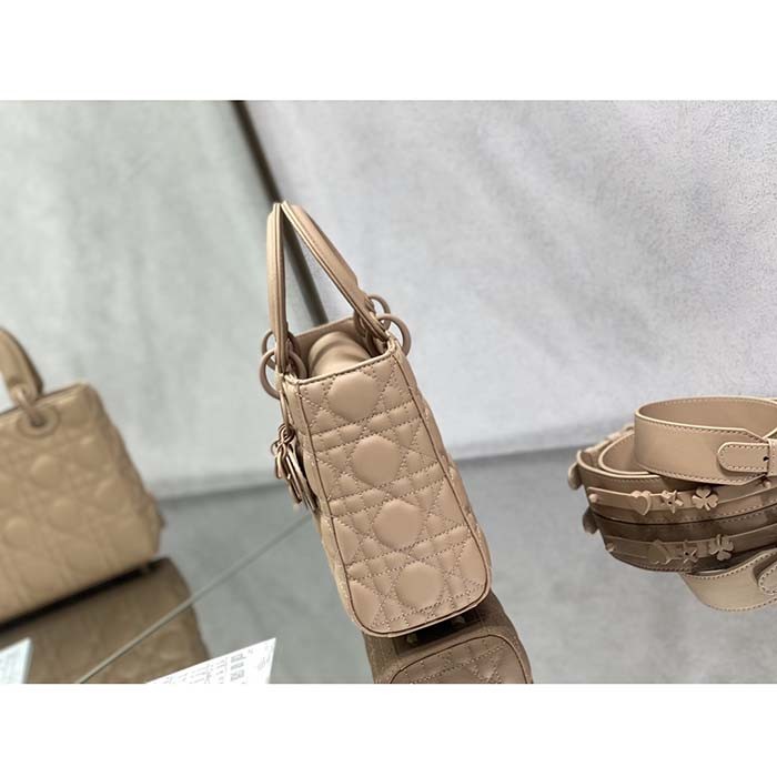 Dior Women CD Small Lady Dior My ABCDior Bag Blush Ultramatte Cannage Calfskin