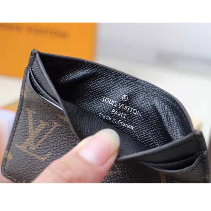 Louis Vuitton LV Unisex Neo Porte Cartes in Monogram Macassar Canvas-Brown