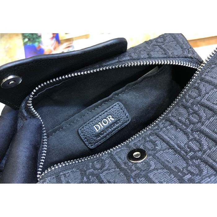 Dior Unisex CD Dior Lingot Toiletry Case Black Dior Oblique Jacquard Grained Calfskin