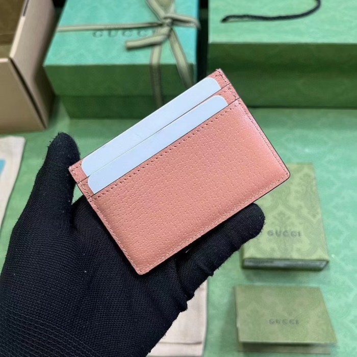 Gucci Unisex GG Ophidia Card Case Pink GG Canvas Double G Four Card Slots