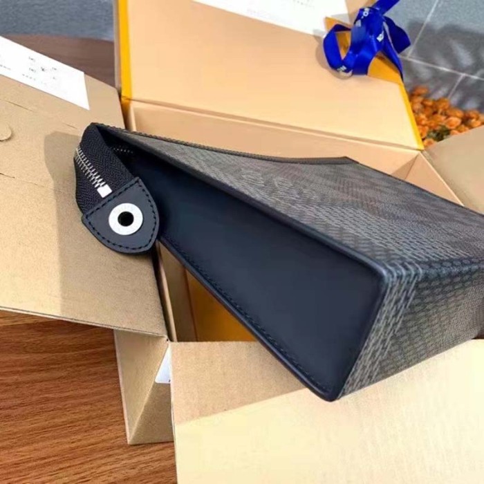 Louis Vuitton LV Unisex Pochette Voyage MM Bag Gray Damier Graphite 3D Coated Canvas