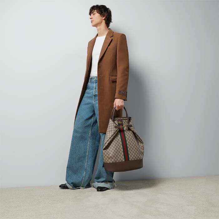 Gucci Unisex GG Savoy Duffle Bag Beige Ebony GG Supreme Canvas