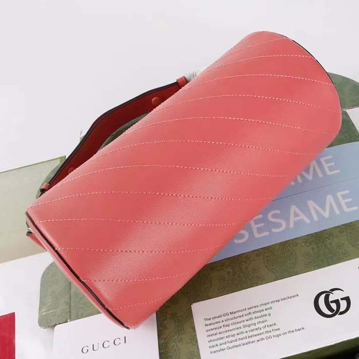Gucci Women GG Blondie Mini Shoulder Bag Round Interlocking G Pink Leather