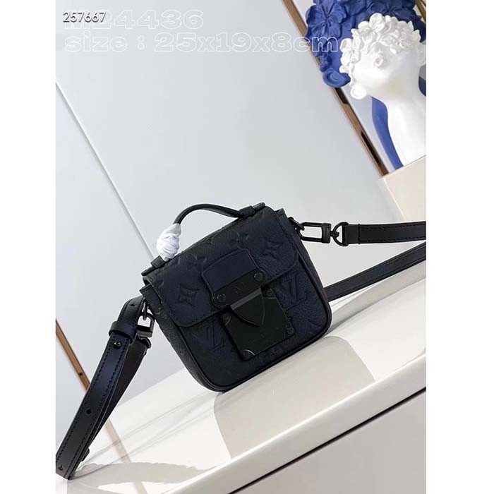 Louis Vuitton LV Unisex Pico S-Lock Black Taurillon Monogram Cowhide Leather M83148