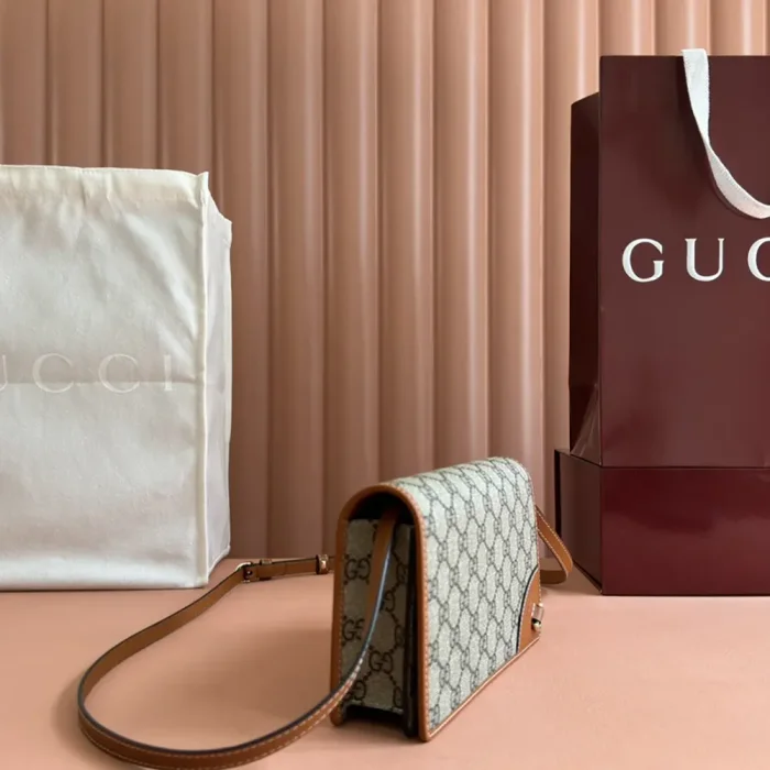 Gucci Women GG Emblem Mini Shoulder Bag-Brown 820688FAD6L9758