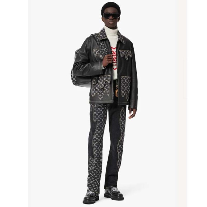 Louis Vuitton LV Unisex Backpack Multipocket Black Monogram Denim Taurillon Cowhide Leather