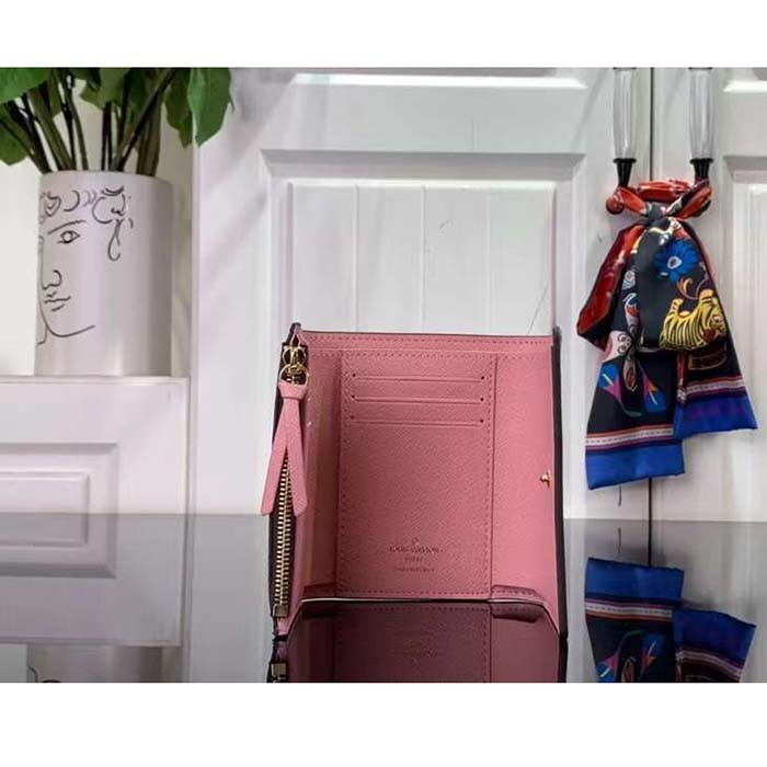 Louis Vuitton LV Unisex Victorine Wallet Pink Monogram Coated Canvas Grained Cowhide Leather