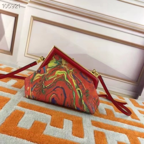 Fendi Women FF First Medium Red Marble Fabric Bag