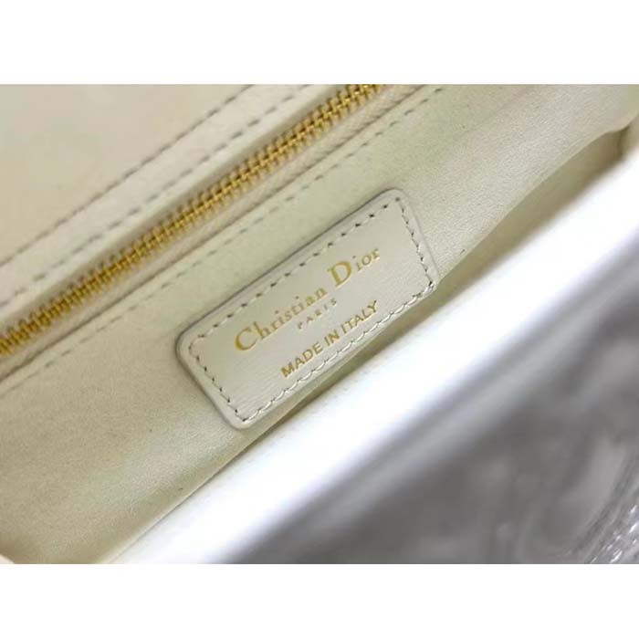 Dior Women CD Small Lady Dior My ABCDior Bag Latte Quilted-Effect Lambskin