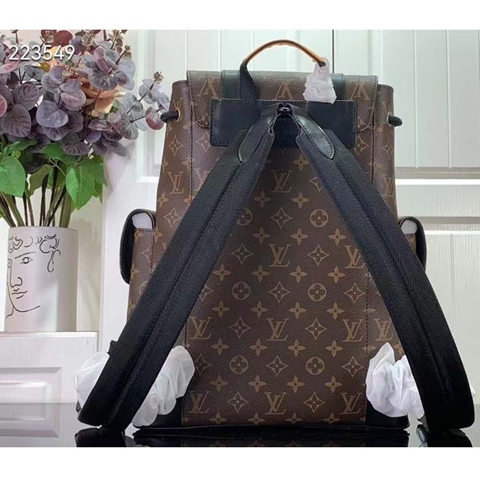 Louis Vuitton LV Unisex Christopher MM Backpack Radiant Sun Monogram Macassar Coated Canvas