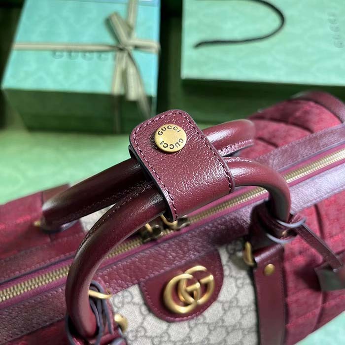 Gucci Unisex Mini GG Canvas Small Duffle Bag Burgundy Quilted Beige Ebony Supreme Canvas