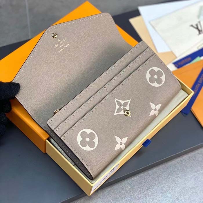 Louis Vuitton LV Unisex Sarah Wallet Cream Monogram Empreinte Embossed Supple Grained Cowhide Leather