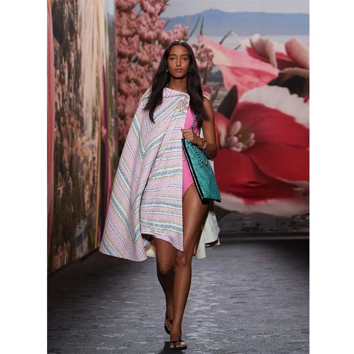 Chanel Women CC Shopping Bag Sequins Black Metal Green Black