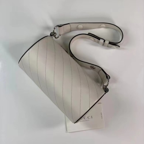 Gucci Women GG Blondie Mini Shoulder Bag Round Interlocking G White Leather