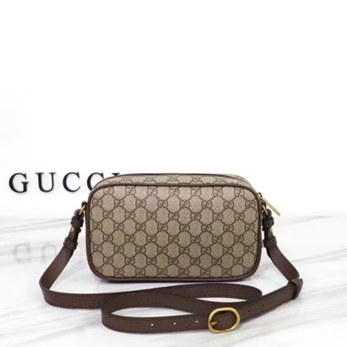 Gucci Unisex GG Ophidia Small Messenger Bag Beige Ebony GG Supreme Canvas