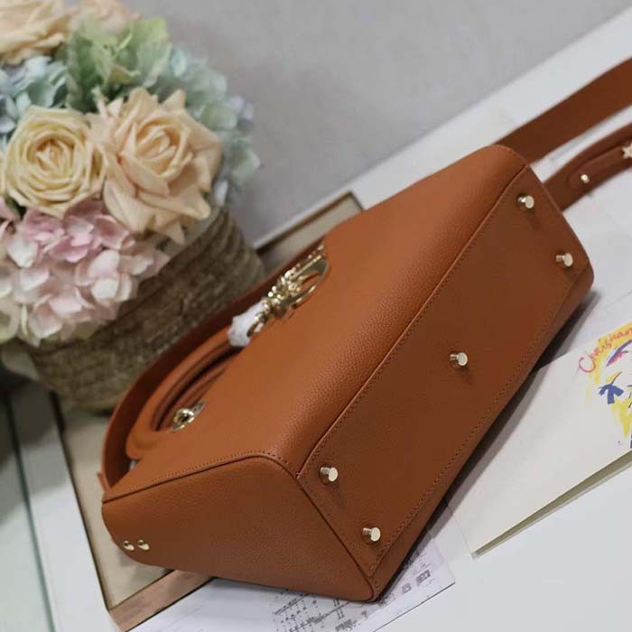 Dior Women CD Medium Lady D-Sire My ABCDior Bag Dark Brandy Bull Leather