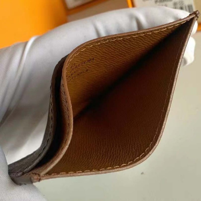 Louis Vuitton LV Unisex Card Holder Wallet Brown Monogram Coated Canvas