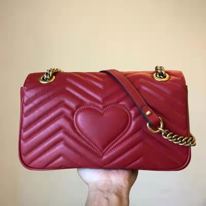 Gucci GG Women GG Marmont Small Matelassé Shoulder Bag Red Double G