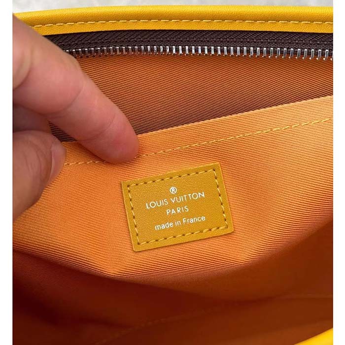 Louis Vuitton LV Unisex Pochette Voyage MM Yellow Monogram Macassar Coated Canvas Cowhide-Leather
