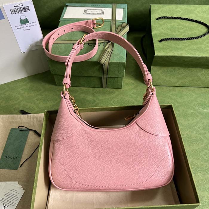 Gucci Women GG Aphrodite Small Shoulder Bag Light Pink Soft Leather Double G