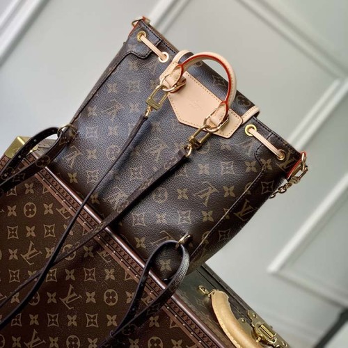 Louis Vuitton LV Unisex Excursion PM Brown Monogram Coated Canvas Natural Cowhide Leather