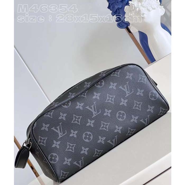 Louis Vuitton LV Unisex Dopp Kit Monogram Eclipse Coated Canvas Washable Textile Lining
