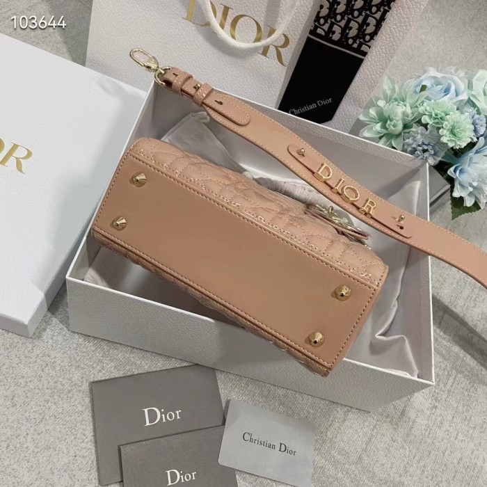 Dior Women Small Lady Dior Bag Beige Patent Cannage Calfskin