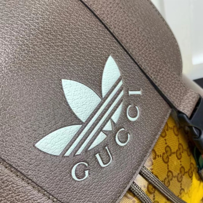 Gucci Unisex GG Adidas x Gucci Backpack Beige Brown GG Crystal Canvas Trefoil Print
