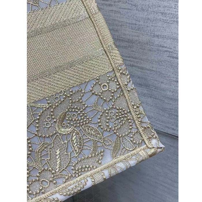 Dior Women CD Medium Dior Book Tote D-Lace Embroidery Macramé Effect