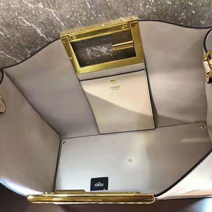 Fendi Women Way Medium Made of Camellia-Colored Leather Bag-White