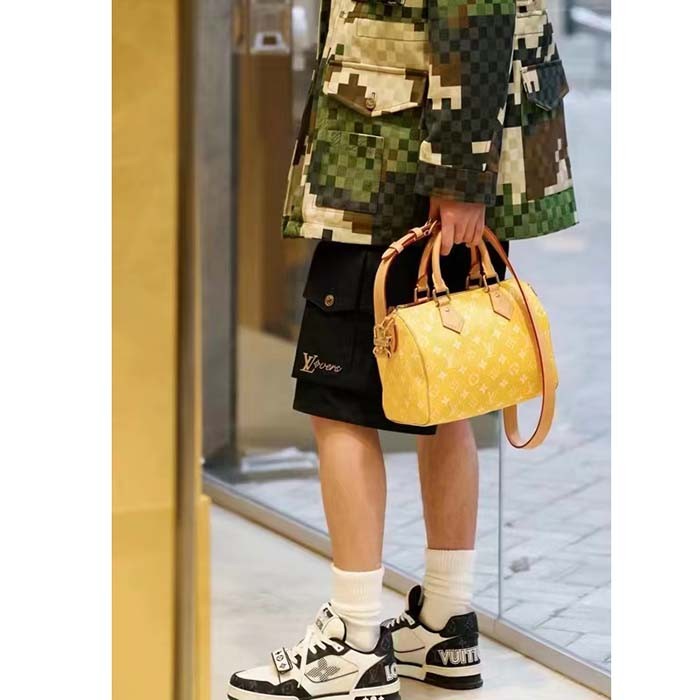 Louis Vuitton LV Unisex Speedy P9 Bandoulière 25 Yellow Soft Calfskin Natural Cowhide-Leather