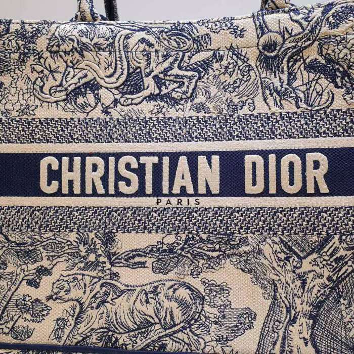 Dior Unisex Small Dior Book Tote Blue Toile De Jouy Embroidery