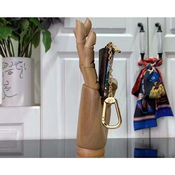 Louis Vuitton LV Unisex Key Pouch Pink Monogram Coated Canvas Grained Cowhide Leather