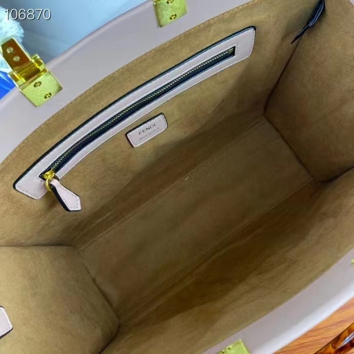 Fendi Women FF Sunshine Medium Pink Leather Shopper