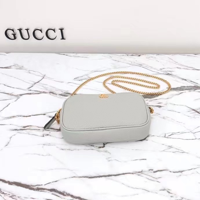 Gucci Women GG Marmont Super Mini Shoulder Bag Grey Leather