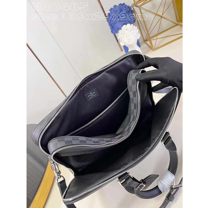 Louis Vuitton LV Unisex Porte-Documents Voyage Damier Graphite Coated Canvas Cowhide-Leather