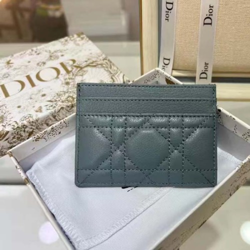 Dior Unisex CD Dior Caro Five Slot Card Holder Cloud Blue Supple Cannage Calfskin