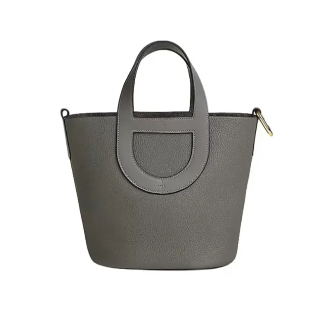 Hermes Women In the Loop 18 Handbag Clemence Leather-Gray/Gold