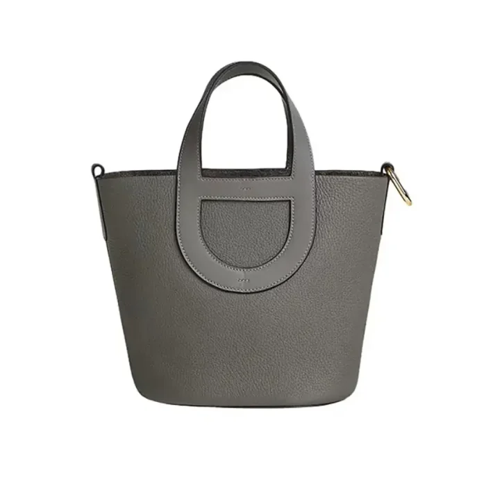 Hermes Women In the Loop 18 Handbag Clemence Leather-Gray/Gold