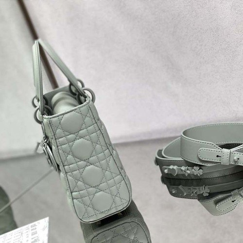 Dior Women CD Small Lady Dior My ABCDior Bag Ultramatte Gray Stone Cannage Calfskin