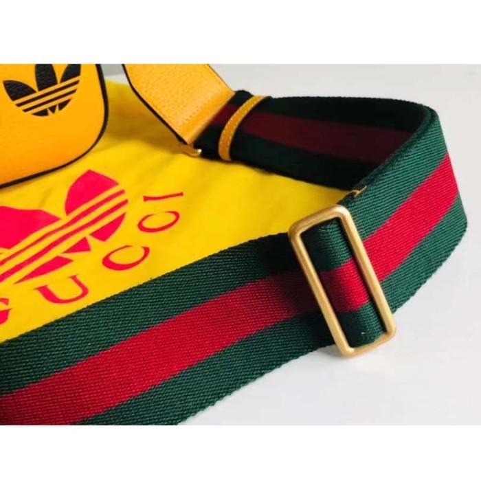 Gucci Unisex GG Adidas x Gucci Small Shoulder Bag Yellow Leather Green Red Web