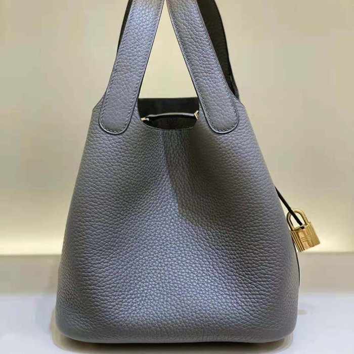 Hermes Women Picotin Lock 18cm in Cowhide leather-Gray