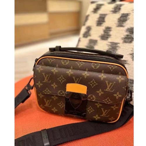 Louis Vuitton LV Unisex S Lock Messenger Radiant Sun Monogram Macassar Coated Canvas