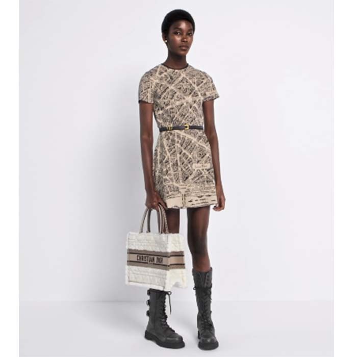 Dior Women CD Medium Book Tote Ice Cannage Shearling Christian Dior Paris Signature